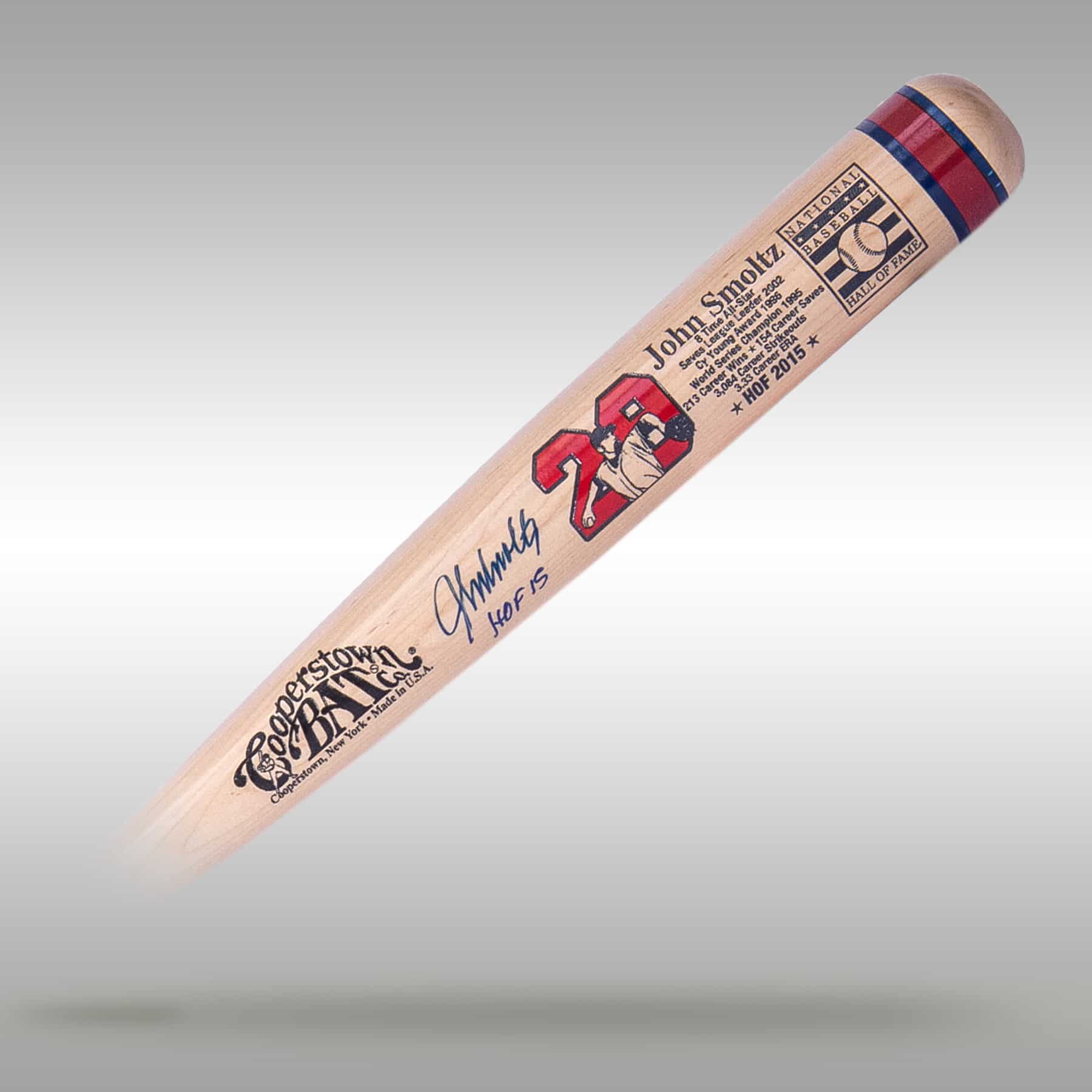 John Smoltz Autographed 1995 World Series Signed Baseball Beckett COA With  UV Display Case