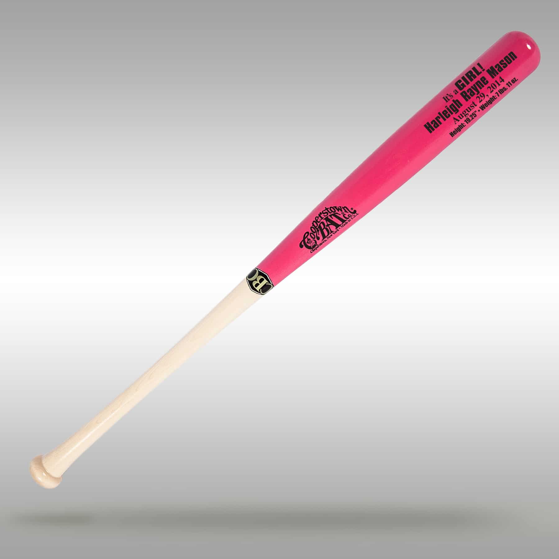 It's a Girl! Personalized Baby Gift Baseball Bat- Cooperstown Bat Co