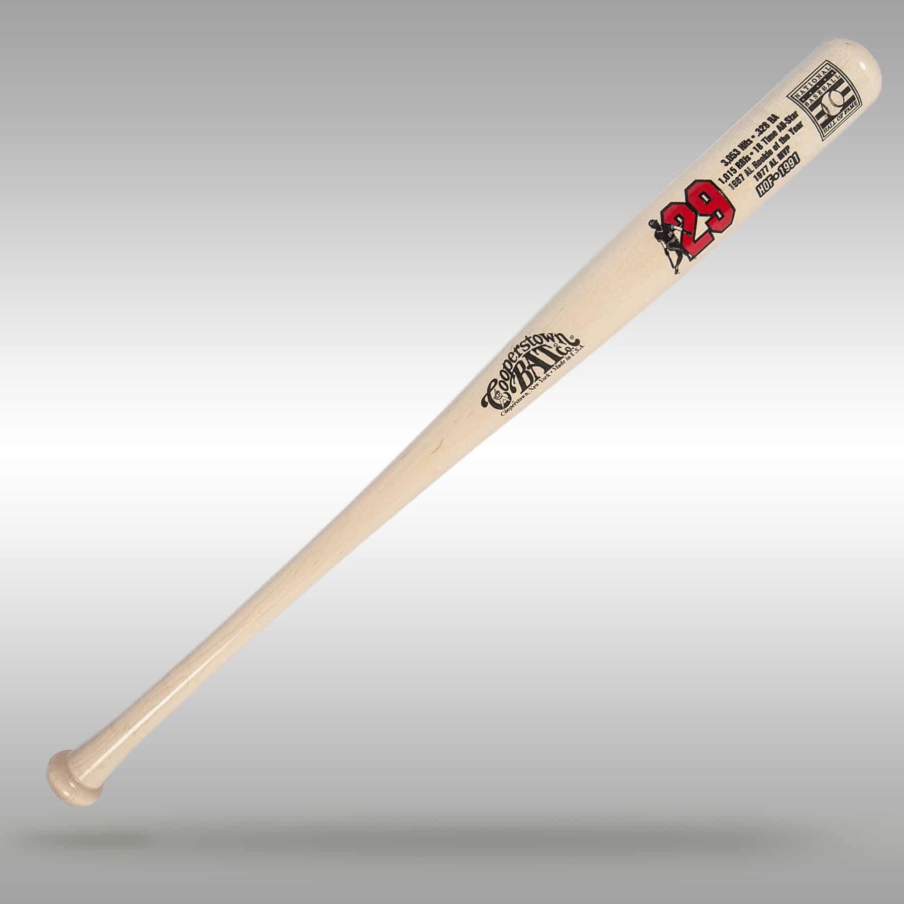 Rod Carew Custom Baseball HOF Stats Bat - Cooperstown Bat Company